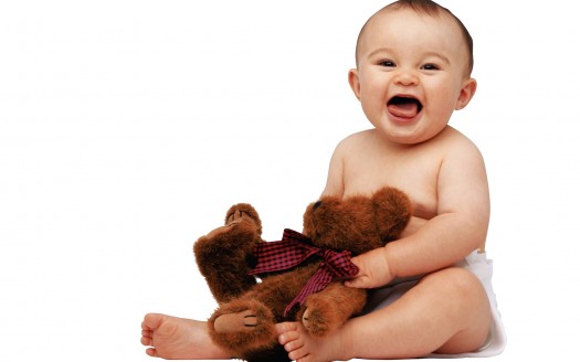 صور اطفال  Cute Baby with Teddy Wallpaper كيوت وجميلة