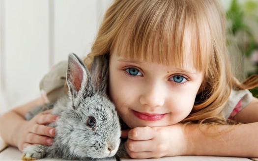 صور اطفال  Cute girl witjh Rabbit Wallpaper كيوت وجميلة