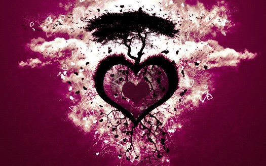 صور رومانسية للعشاق  Heart Love Tree Wallpaper حب وغرام