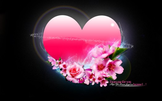 صور رومانسية للعشاق  Heart & flowers Wallpaper حب وغرام