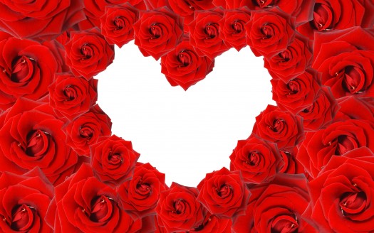 صور رومانسية للعشاق  Red Roses & Love Heart Wallpaper حب وغرام