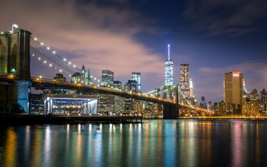 صور مدينة  Brooklyn Bridge Night Cityscape Wallpaper