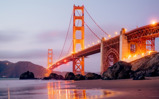 صور مدينة  Golden Gate Bridge at Evening 5K Wallpaper