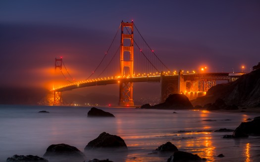 صور مدينة  Golden Gate Bridge at Night 4K 8K Wallpaper