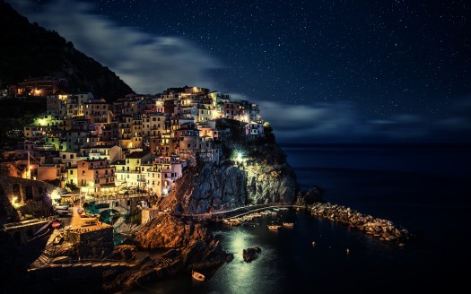 صور مدينة  Manarola Night Italy 4K Wallpaper