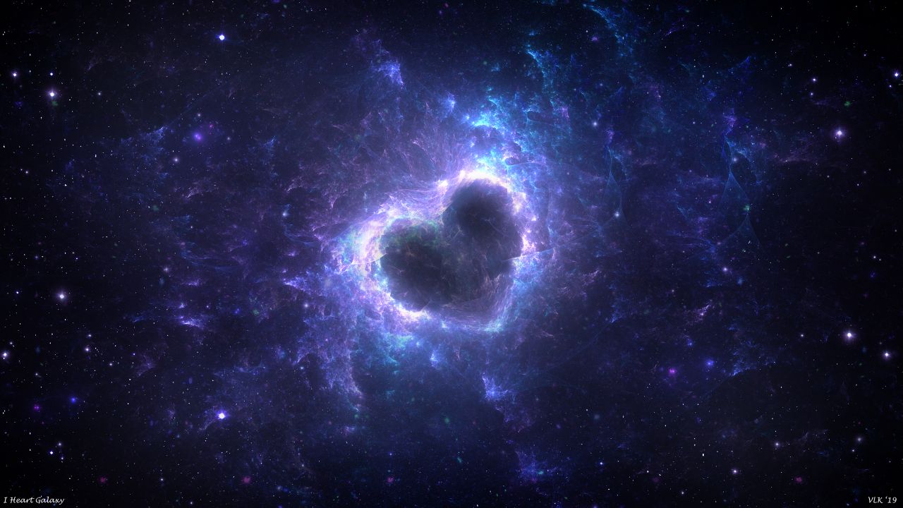 Love heart, Space, Stars, Galaxy, Fractal, HD