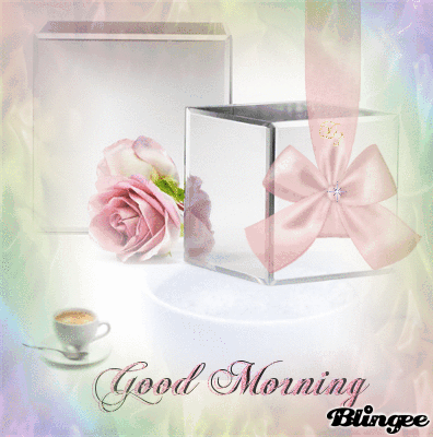 Pink Rose Bow Good Morning Animated Quote