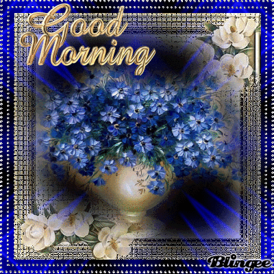 Good Morning Blue Flower Animated Image